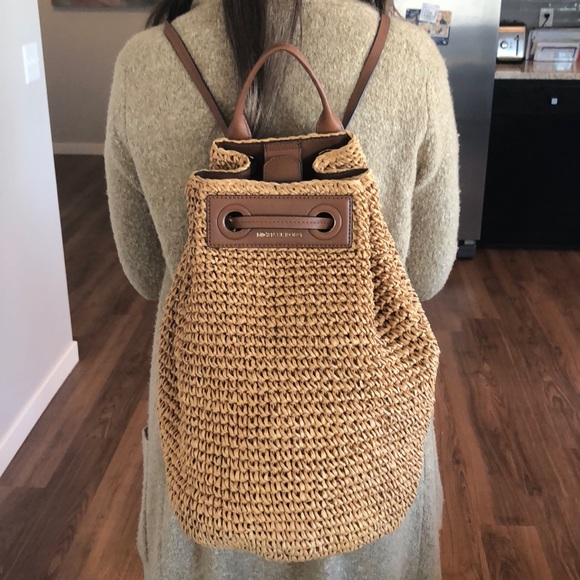 michael kors straw backpack